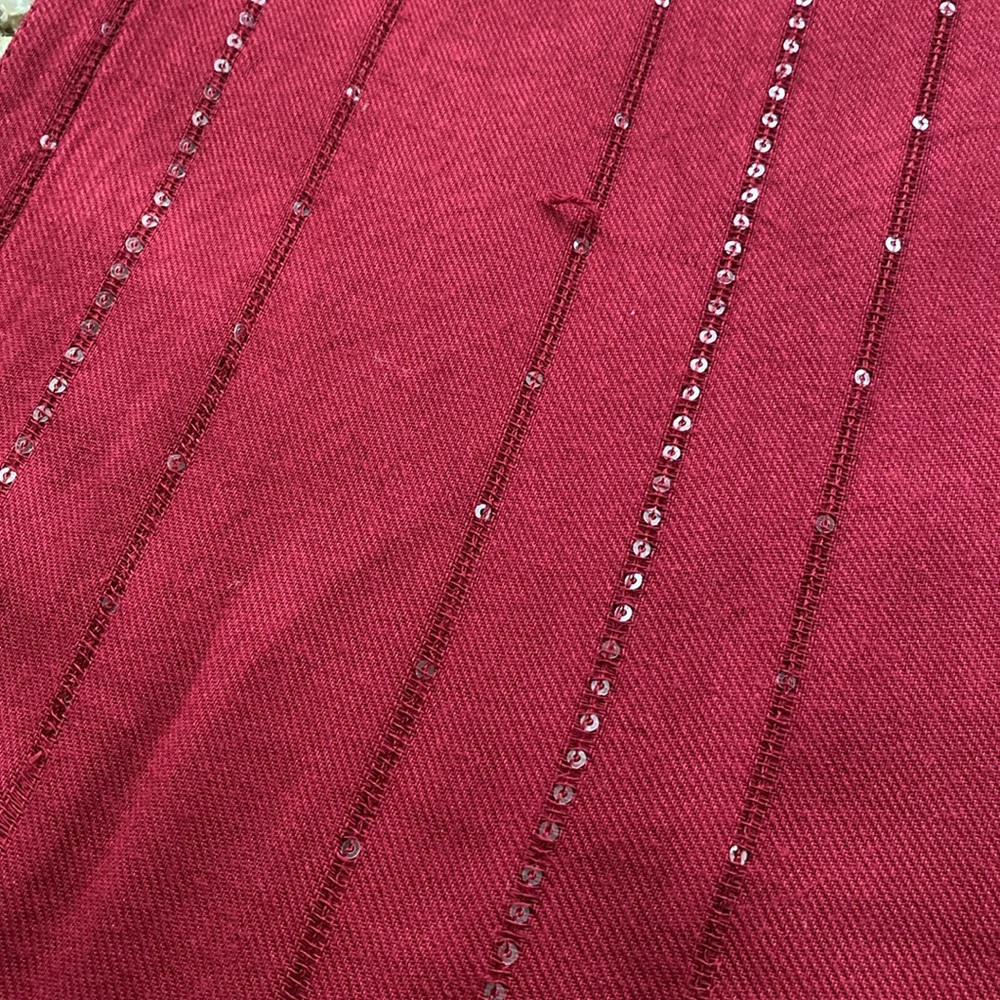 White House Black Market Sequin Infinity Scarf (Dark Red) - Picture 4 of 5
